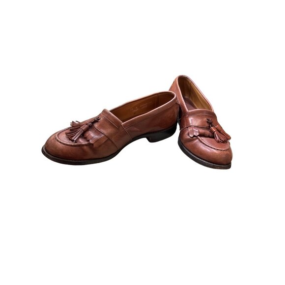 Allen Edmunds men’s brown leather Newport edition tassels shoes loafers size 8.5 - Picture 3 of 8